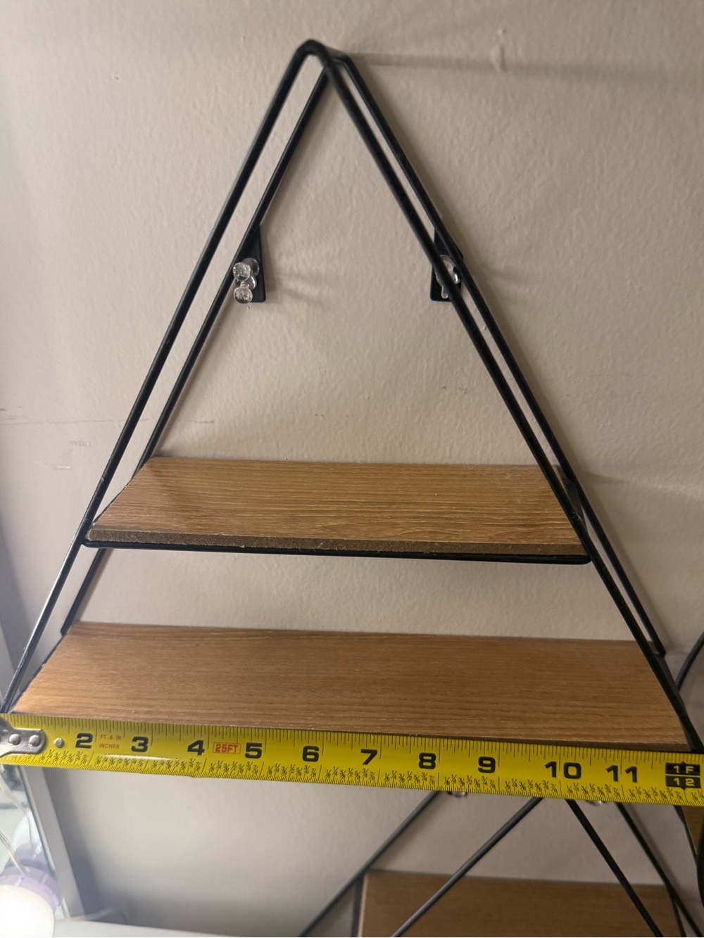 Black Metal and Wood Geometric Wall Shelves - Picture 2 of 5